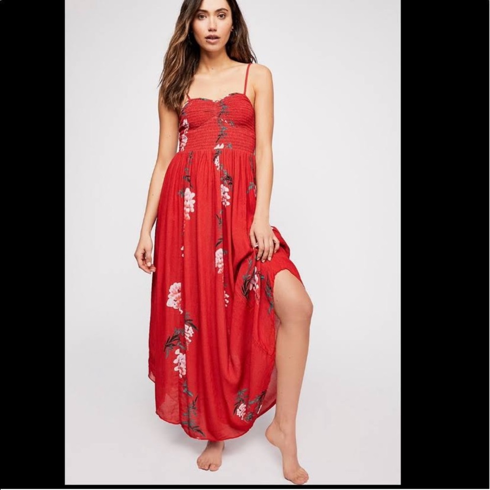 Free People Red Floral Maxi
